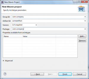 Eclipse new Maven Project Properties