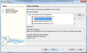 Netbeans Select Archetype Screenshot